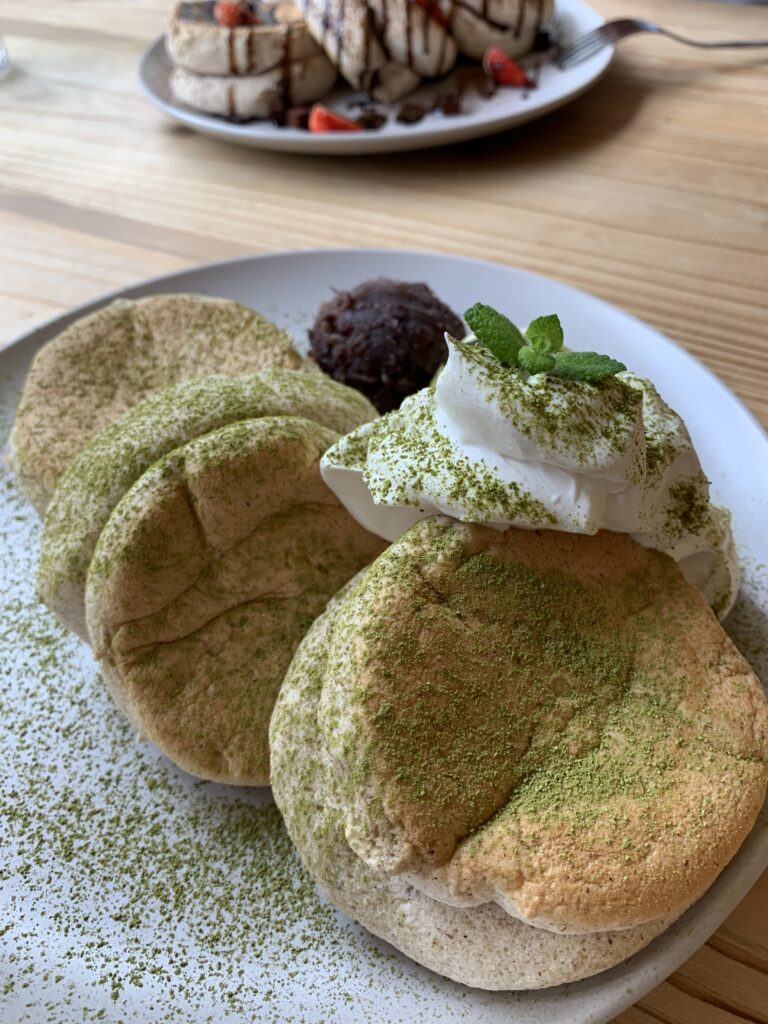 抹茶と小豆パンケーキ